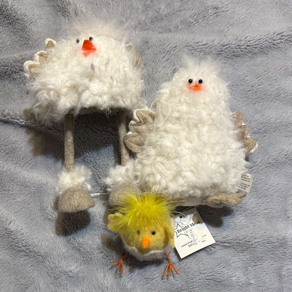 Fluffy Chick Trio with White and Yellow Accents, Spring Shelf Sitters